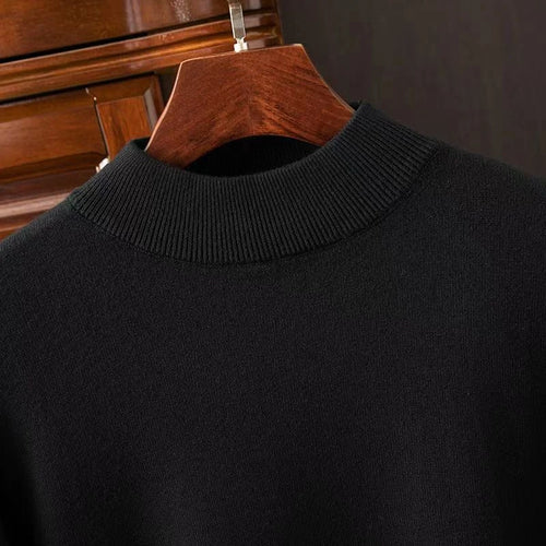 Autumn Mens Mock Turtleneck Knitwear Sweater Outdoor Half Neck Solid
