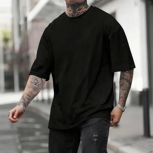Cotton Hot Sales Mens T-shirt Solid Color Casual Quality Short Sleeve