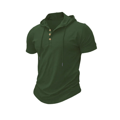 Men T Shirts  Summer Slim Fitness Hooded Short-Sleeved Bodybuilding