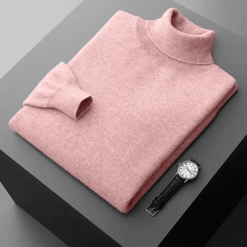 New Men's Turtleneck Pullover Sweater Solid Color Knitted outerwear