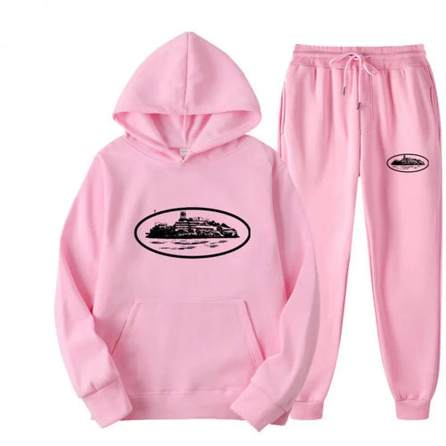 NICE Loose Unisex Fleece-lined Printed Sweatshirt Hoodie Set Devil