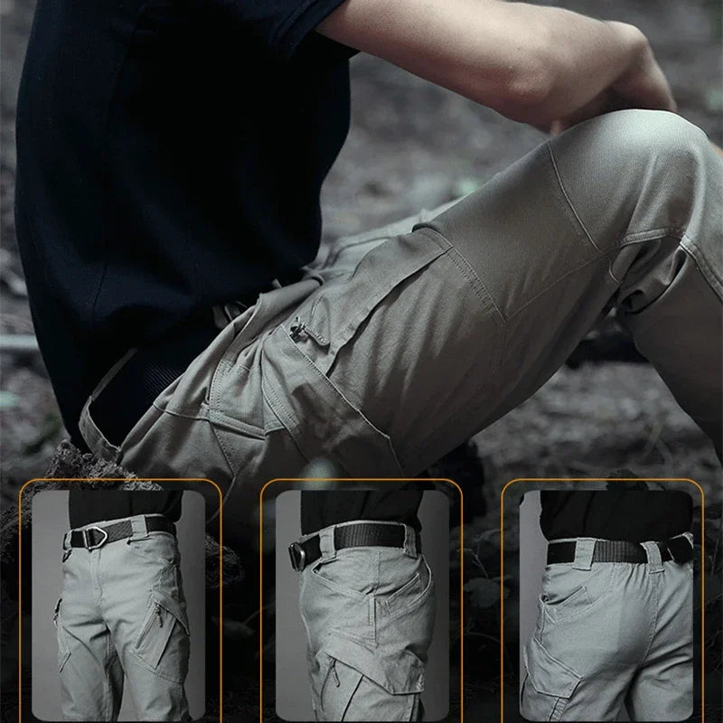 Men Cargo Pants Trousers Multi-pocket Waterproof Wear-resistant Casual