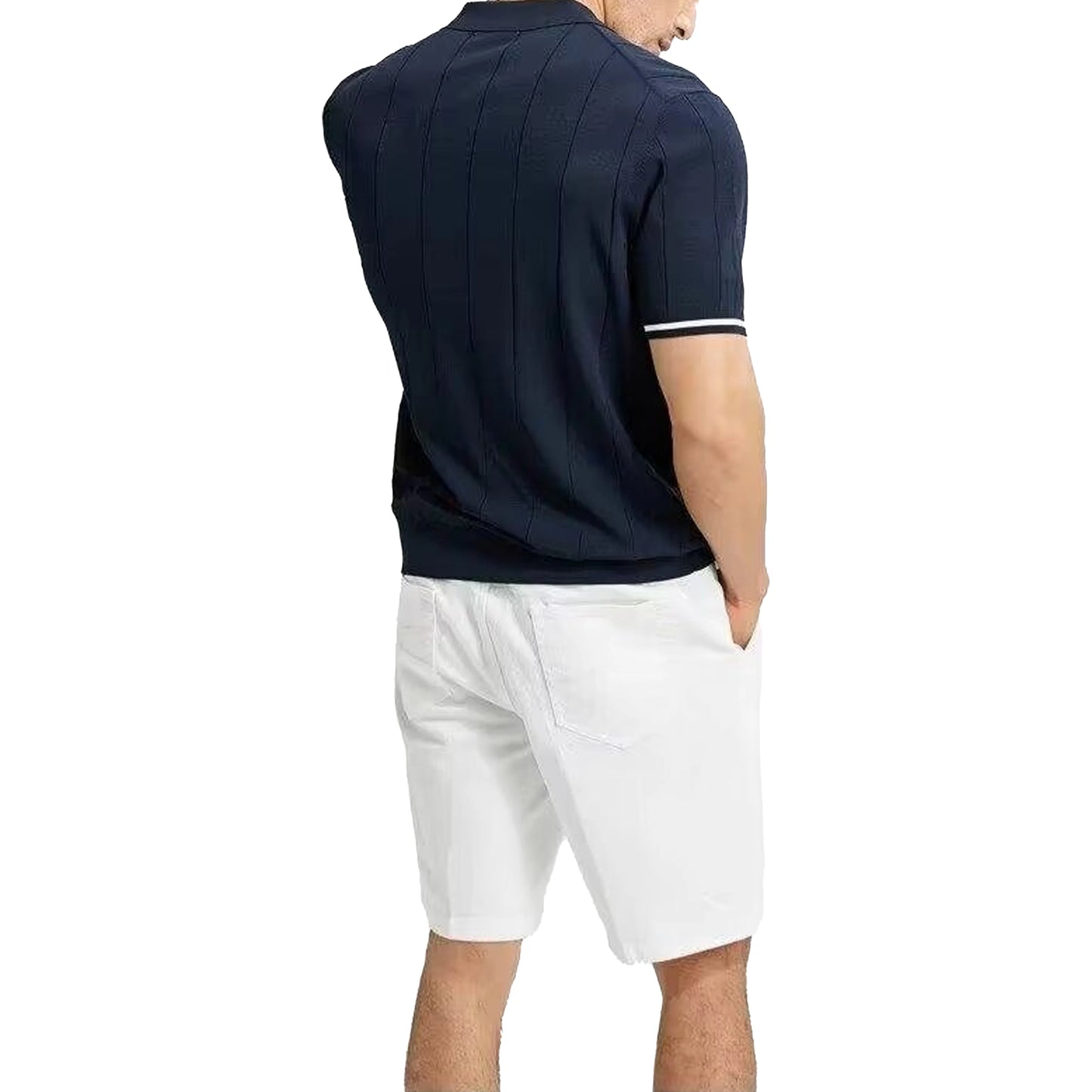 CHCH 2024 New Summer Ribbed Knit Polo Shirt for Men Breathable and
