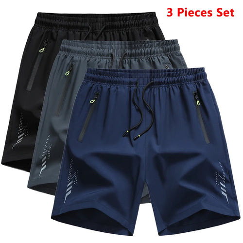 3 Pieces New Running Shorts Men Gym Sports Shorts Quick Dry Workout