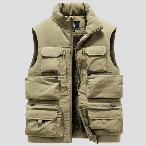 Men's New Keep Warm Fleece Work Sleeveless Jacket Slim Fit Windbreaker