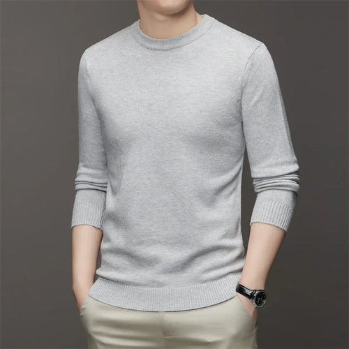 7 Colour Men's Round Neck Long Sleeved Solid Color Sweater Soft Warm