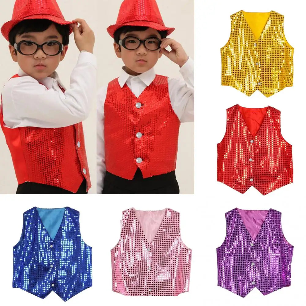 Children Shining Sequins Clothes Boys Students Christmas Stage