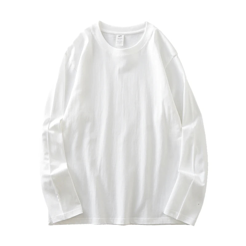 DUKEEN Men's 260G Long Sleeve T Shirts 2025 Spring Pure Cotton Solid