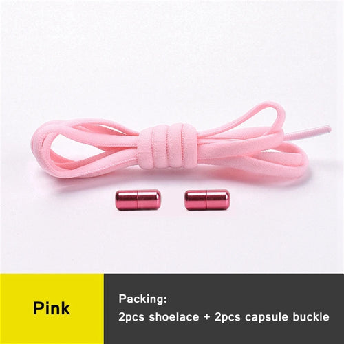 21 Colors No Tie Shoelaces For Sneakers Elastic Shoe Laces Round Metal