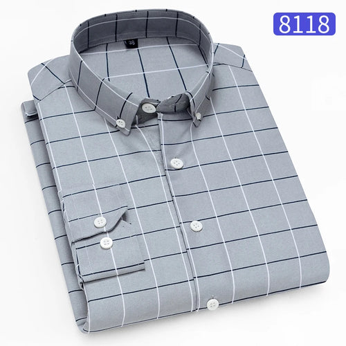 Hot New Men's Formal Shirts Long Sleeve Anti-Wrinkle Office Striped