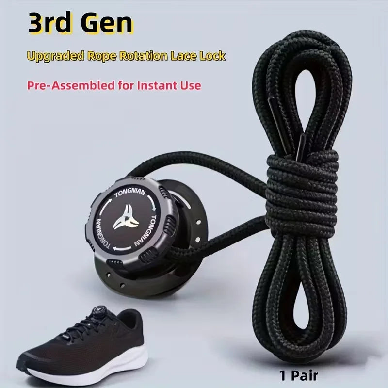 1 Pair Sport Shoe Locks | Quick-Adjust System, Pre-Installed for