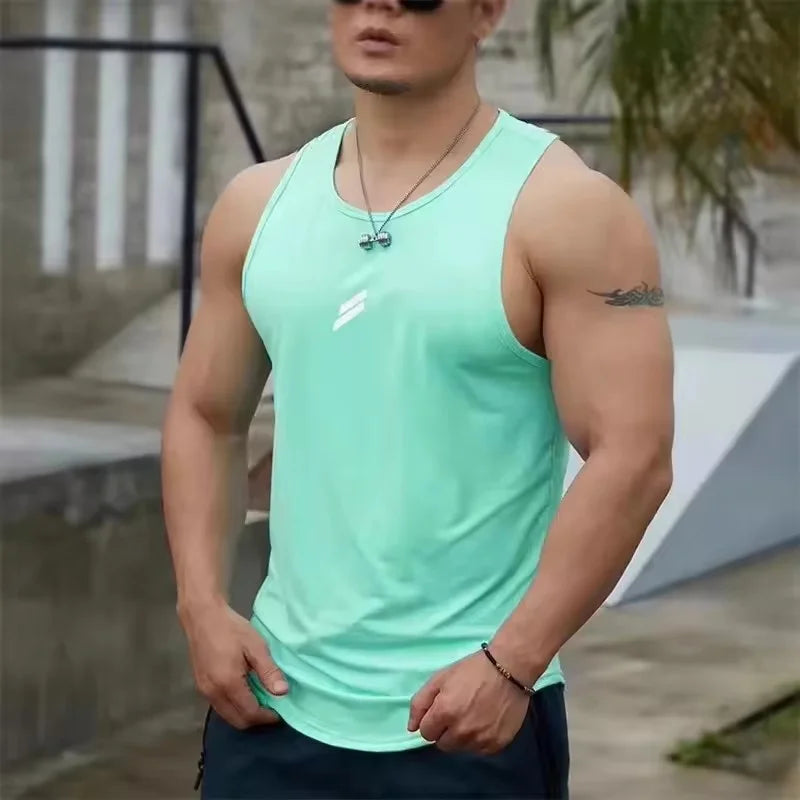 2025 Summer Men's tank top Casual Round Neck Mesh Undershirt Shirt