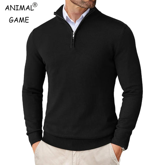 Men's Quarter Zip Up Sweaters Slim Fit Lightweight Mock Neck Pullover