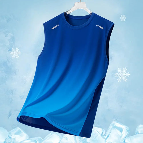 Men's Gradient Sports Vest Lightweight Sleeveless round Neck T-Shirt
