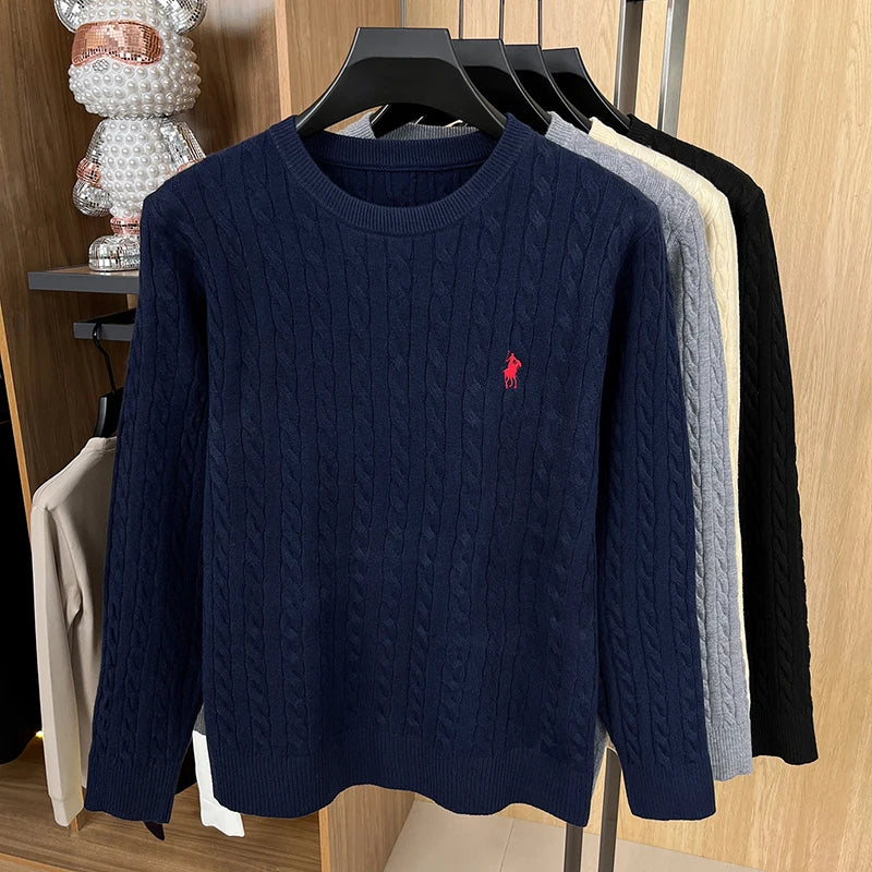 Luxury pony embroidery designer brand sweater men's new fashion unique