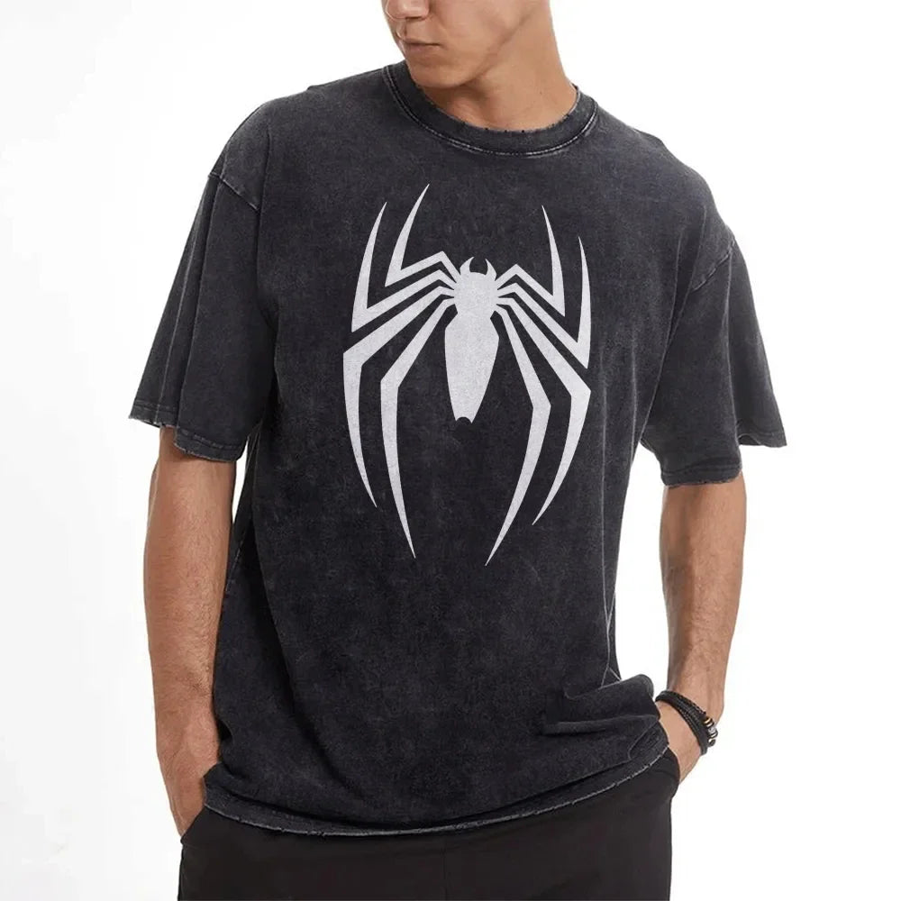 Marvel Spider-man Washed Retro Short Sleeve T-Shirt Casual Summer Wear