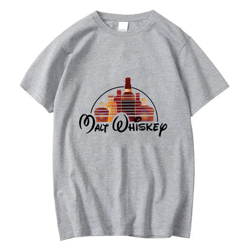 Summer Men's T-shirt 100% Cotton Funny Malt Whiskey Print Summer Loose