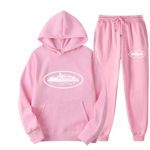 NICE Loose Unisex Fleece-lined Printed Sweatshirt Hoodie Set Devil