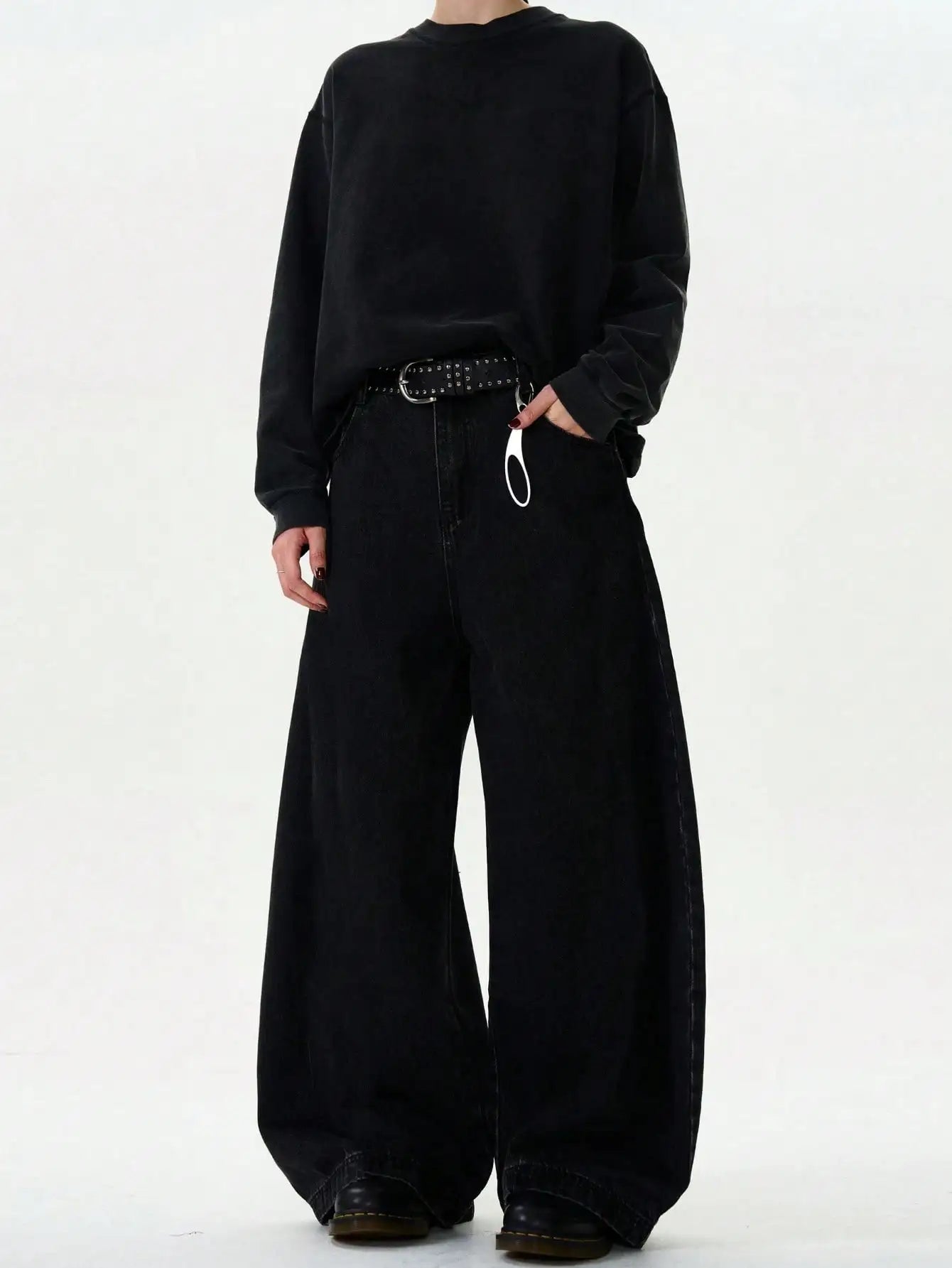 High Streets Spring Summer Men's Jeans American Baggy Wide Leg Curved