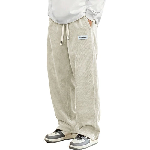 New Mens Corduroy Casual Pants Fashion Loose Fit Baggy Pants Straight