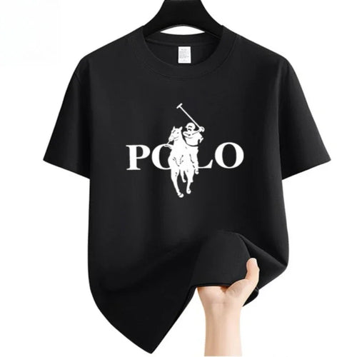 Men's fashionable casual T-shirt, versatile round neck short sleeved,