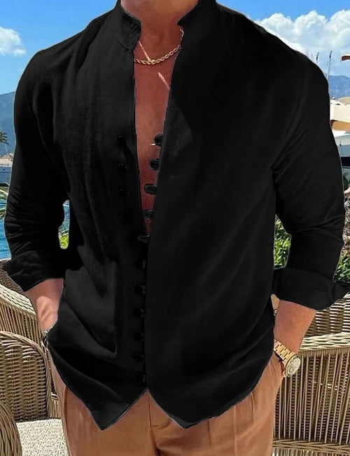 New Spring Autumn casual shirt loose Men's Solid Color Long Sleeve