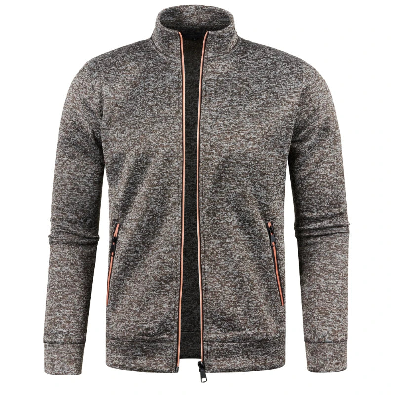 Autumn and Winter Men's New Long Zipper Color Block Sweater Sleeves