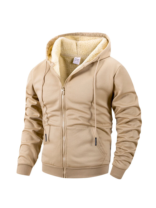 Winter Men's Zipper Jacket Fleece Warm Windproof Hoodies Heavyweight