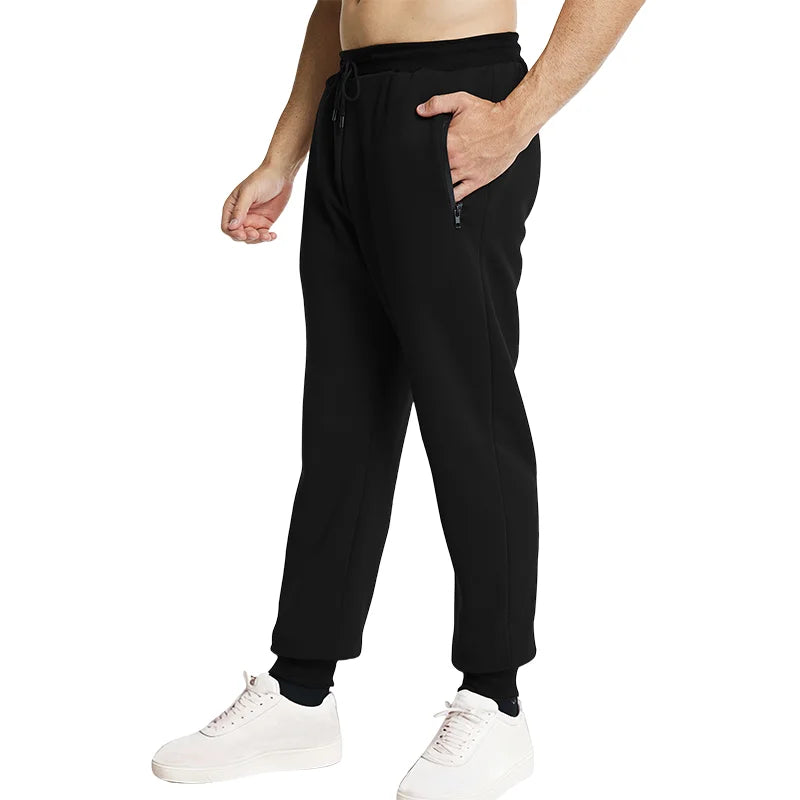 New Sweatpants Side Zipper Pockets Men Joggers Track Pants Elastic