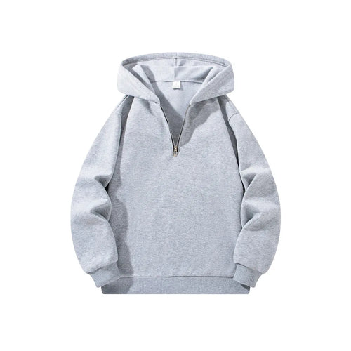 Men's Half Zipper Hooded Hoodies New Solid Color Long Sleeve