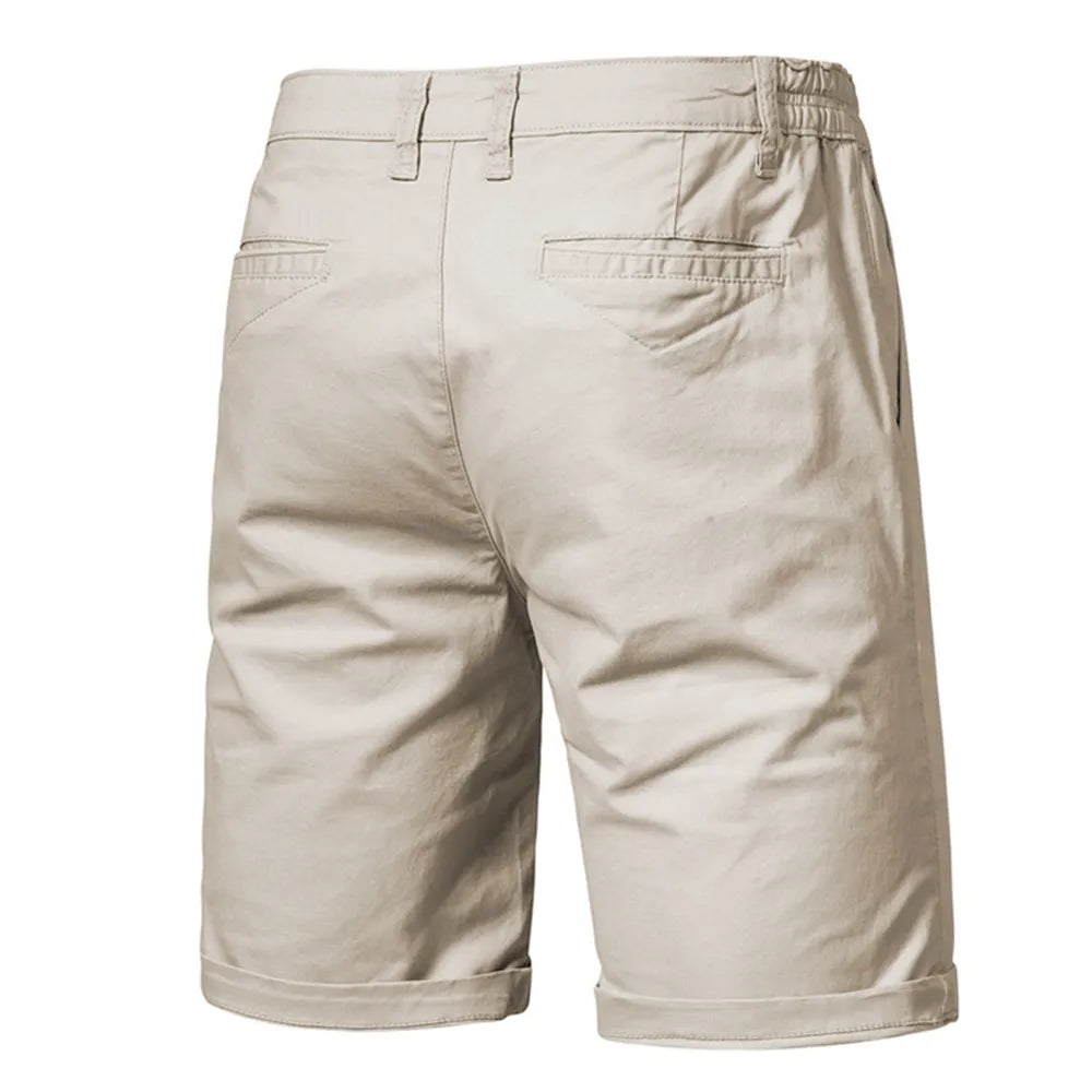 2021 New Summer 100% Cotton Solid Shorts Men High Quality Casual