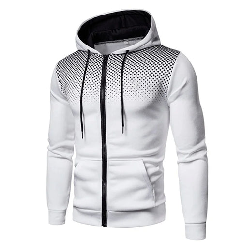 Men's Zip Up Hoodie Pocket Polka Pot Print Hooded Sweatshirt Sport