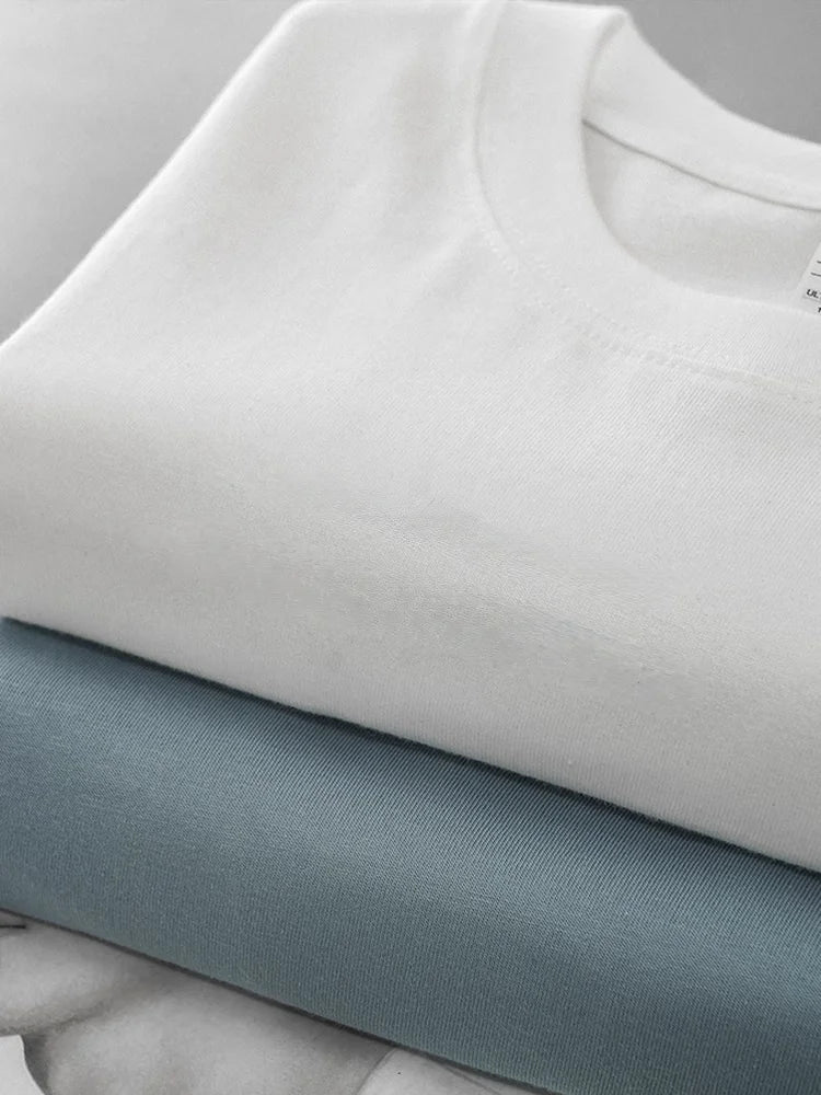 DUKEEN Men's 260G Long Sleeve T Shirts 2025 Spring Pure Cotton Solid
