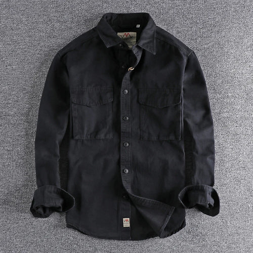 Autumn new 204 khaki retro wash solid color work shirt men's