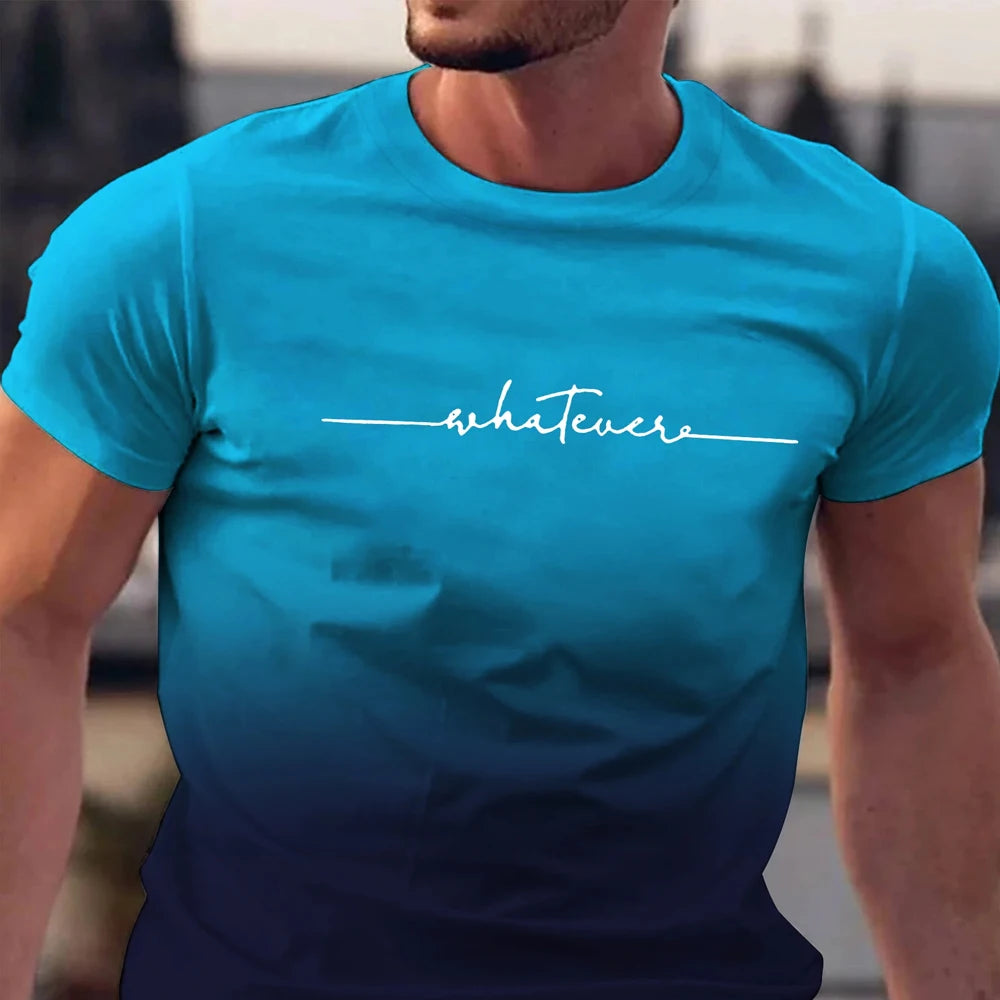 Summer Men's Clothing Whatever Print Short Sleeve Men Trend Products