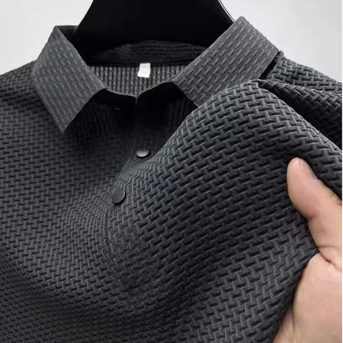 Summer New Men's Lop-up Hollow Short-sleeved Polo Tee Shirt Ice Silk