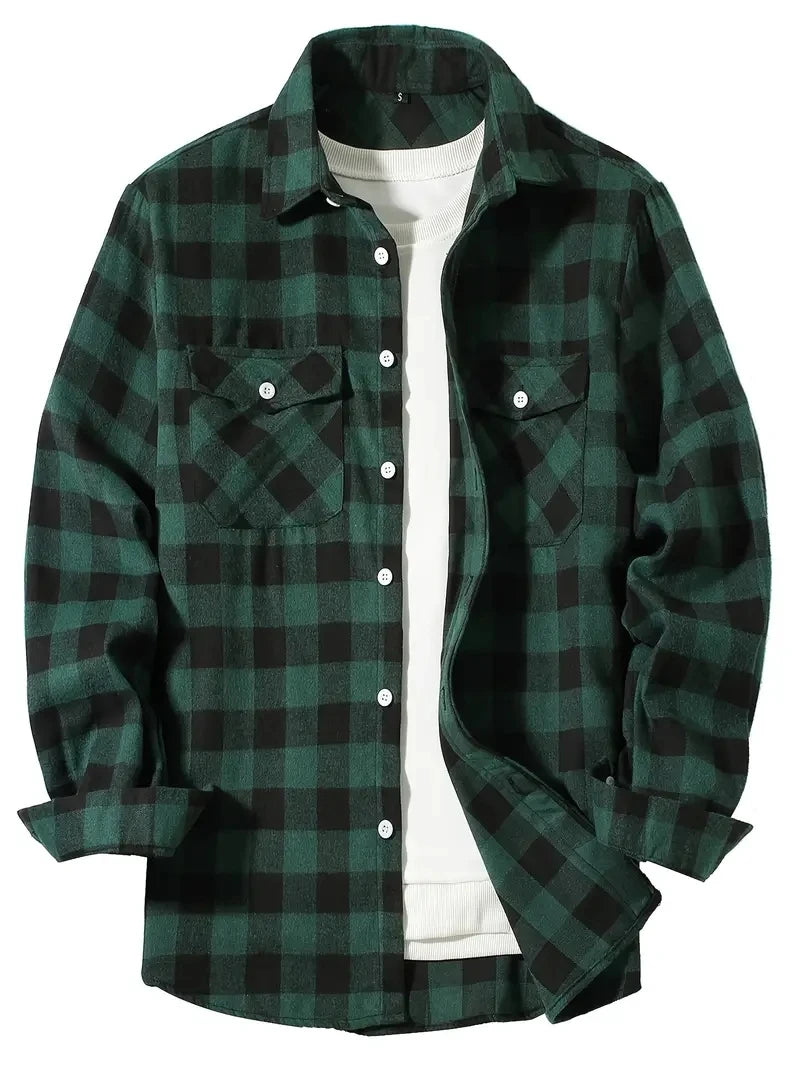 Spring and Autumn Fashion Cotton Long Sleeve Men's Shirt New Brushed