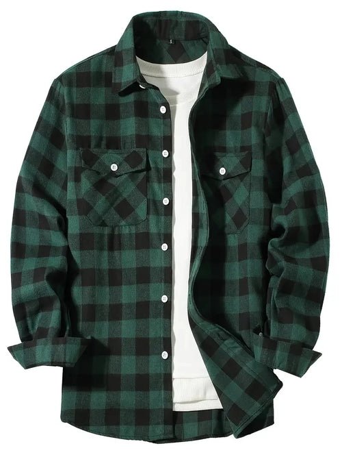 Spring and Autumn Fashion Cotton Long Sleeve Men's Shirt New Brushed