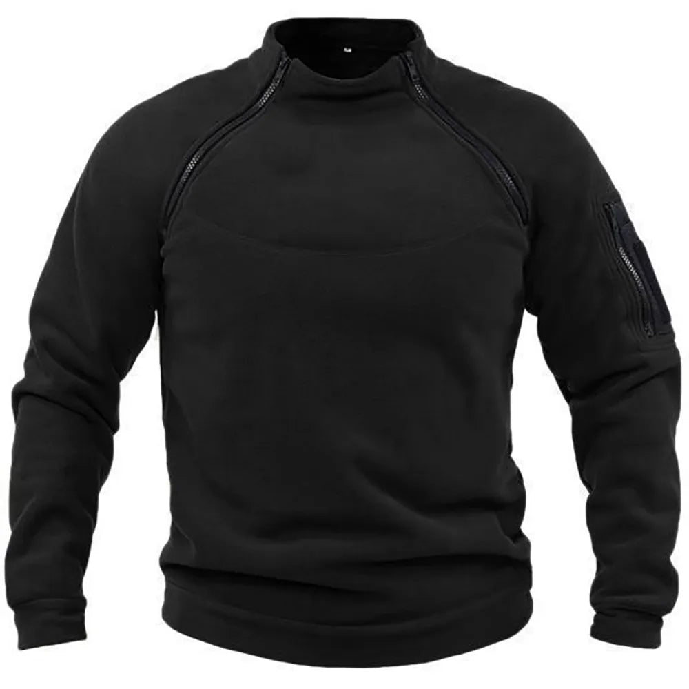 Men's Tactical Outdoor Fleece Jacket Clothes Warm Zippers Pullover Men