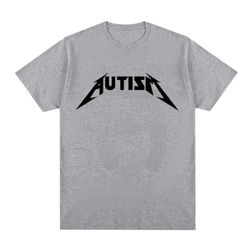 Autism Metal Rock Meme T-shirt Men Women Fashion Hip Hop Short Sleeve