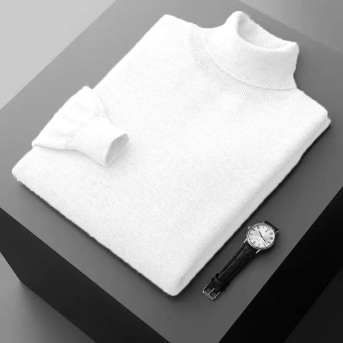 New Men's Turtleneck Pullover Sweater Solid Color Knitted outerwear