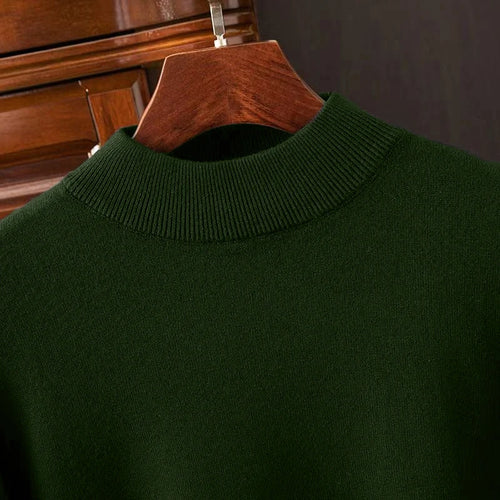 Autumn Mens Mock Turtleneck Knitwear Sweater Outdoor Half Neck Solid
