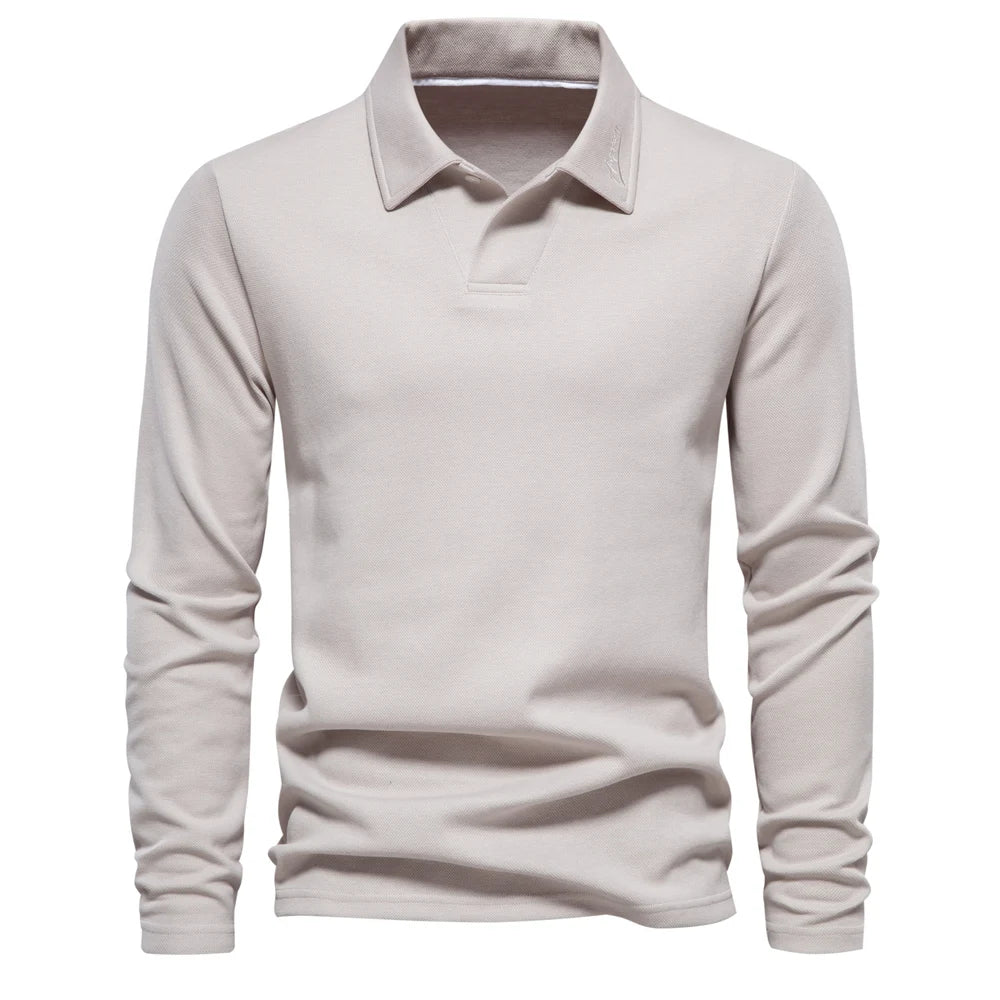 AIOPESON Embroidery Polo Shirt for Men Fashion Neck Turn Down Collar