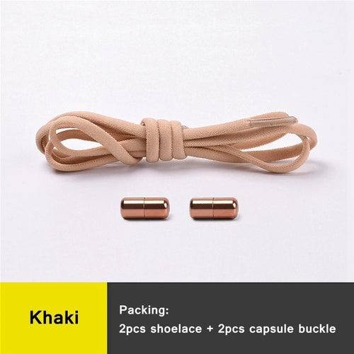 21 Colors No Tie Shoelaces For Sneakers Elastic Shoe Laces Round Metal