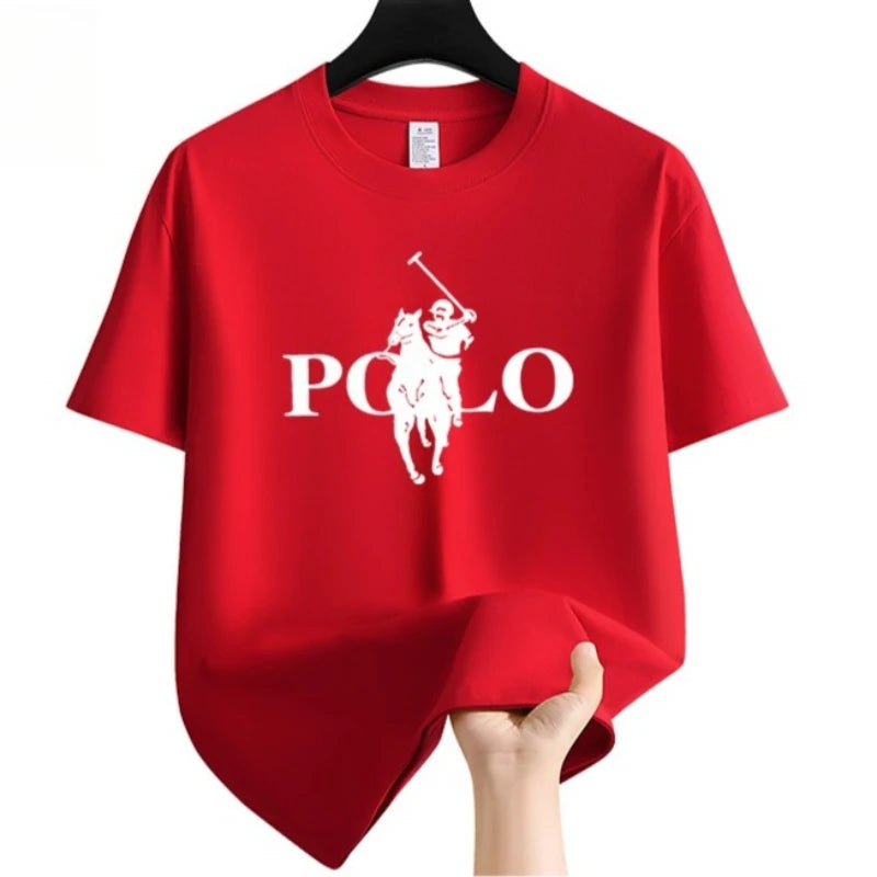 Men's fashionable casual T-shirt, versatile round neck short sleeved,