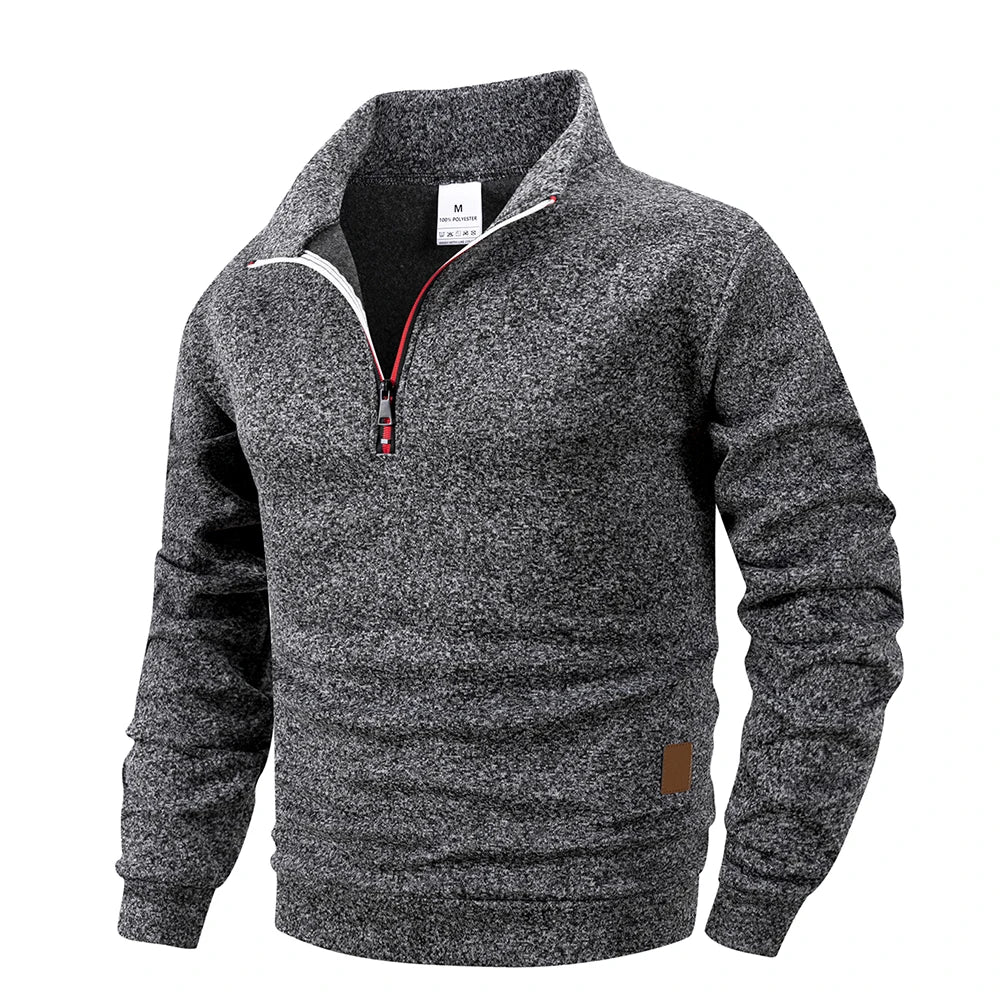 Spring Autumn Men's Standing Collar Half Zipper Sportswear Long Sleeve