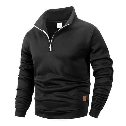 Spring Autumn Men's Standing Collar Half Zipper Sportswear Long Sleeve
