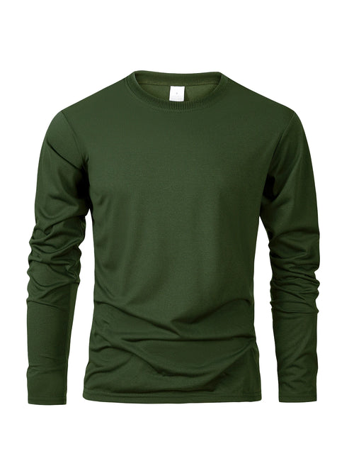 Men's Long Sleeve T Shirts Casual Round Neck Moisture Wicking Tees