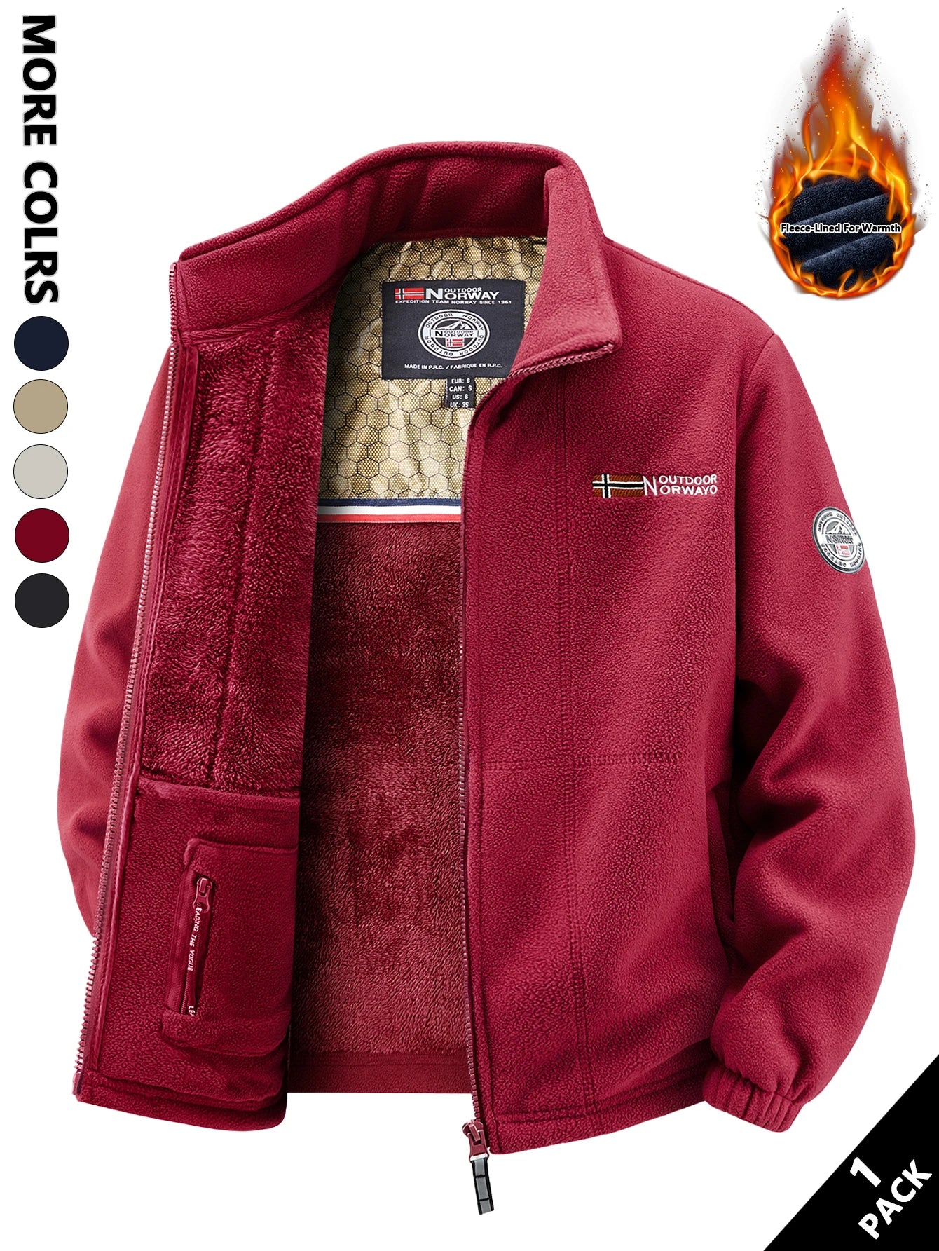 Men's Fleece Jacket, Soft and Skin-Friendly, Heat-Retaining and