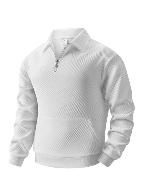 Autumn Men's Casual Sweatshirt Quarter Zip Solid Color Pullover
